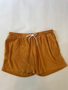 Dandy Del Mar Tropez Terry Shorts in Orange Burnt Sienna Beach Resort Mens Large